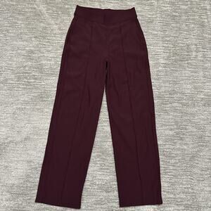 Lululemon Pants Womens 4 Burgundy Ribbed High Rise Wide Leg Groove Athletic Yoga